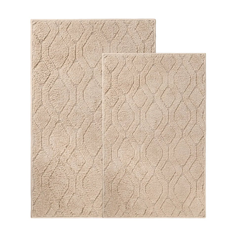 Brou Diamond Lattice Textured Washable Bath Rugs, Set of 2