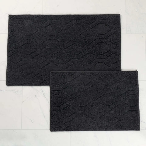 Brou Diamond Lattice Textured Washable Bath Rugs, Set of 2