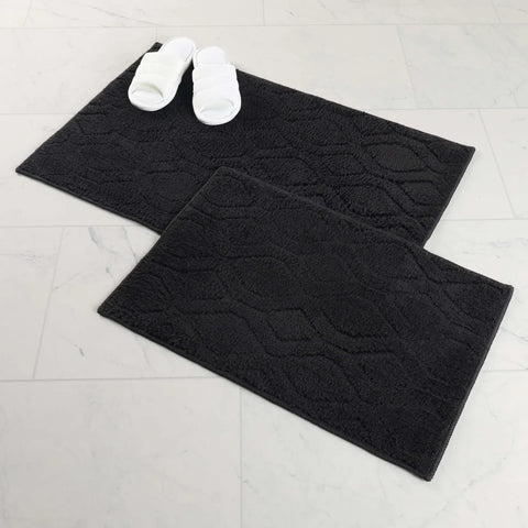Brou Diamond Lattice Textured Washable Bath Rugs, Set of 2