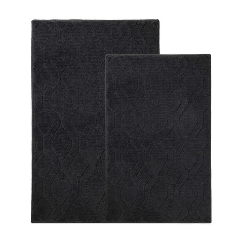 Brou Diamond Lattice Textured Washable Bath Rugs, Set of 2