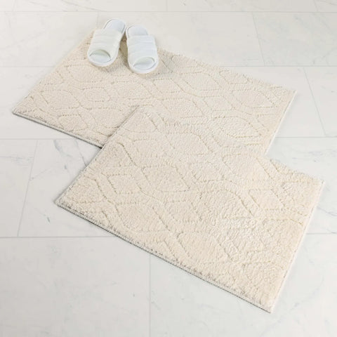 Brou Diamond Lattice Textured Washable Bath Rugs, Set of 2