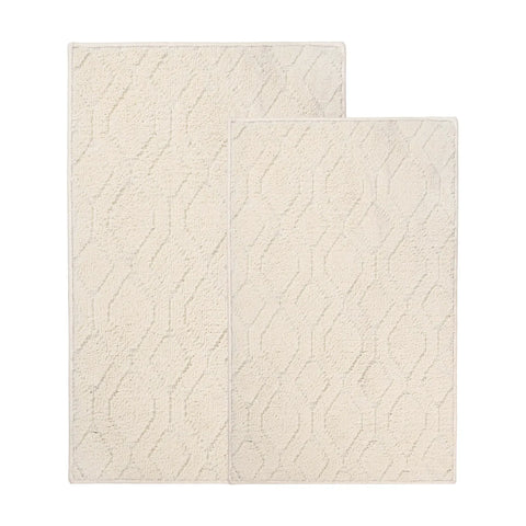 Brou Diamond Lattice Textured Washable Bath Rugs, Set of 2