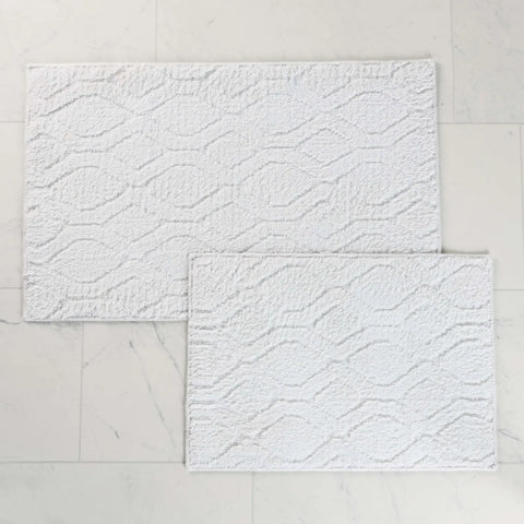 Brou Diamond Lattice Textured Washable Bath Rugs, Set of 2