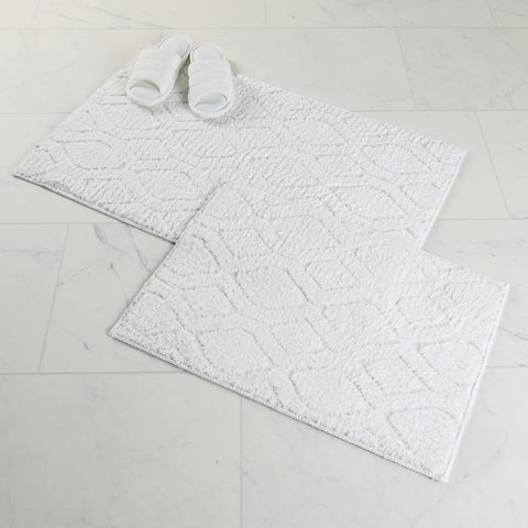 Brou Diamond Lattice Textured Washable Bath Rugs, Set of 2