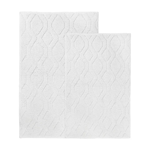 Brou Diamond Lattice Textured Washable Bath Rugs, Set of 2