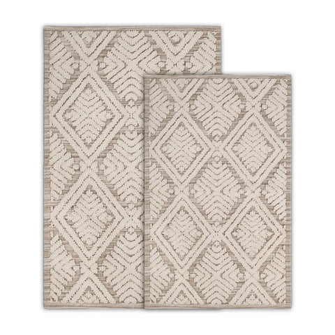 Ceton Diamond Trellis Textured Washable Bath Rugs, Set of 2