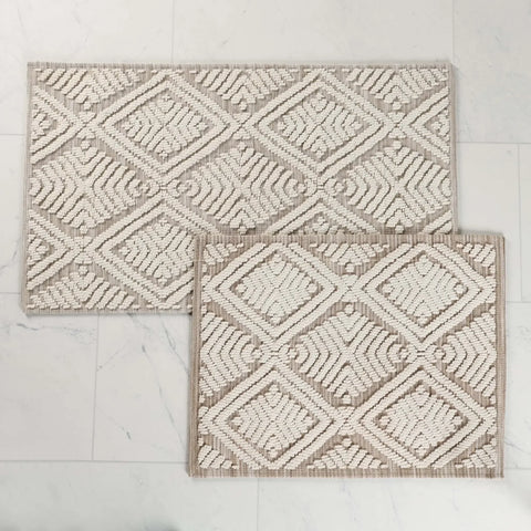 Ceton Diamond Trellis Textured Washable Bath Rugs, Set of 2