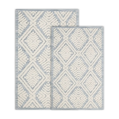 Ceton Diamond Trellis Textured Washable Bath Rugs, Set of 2