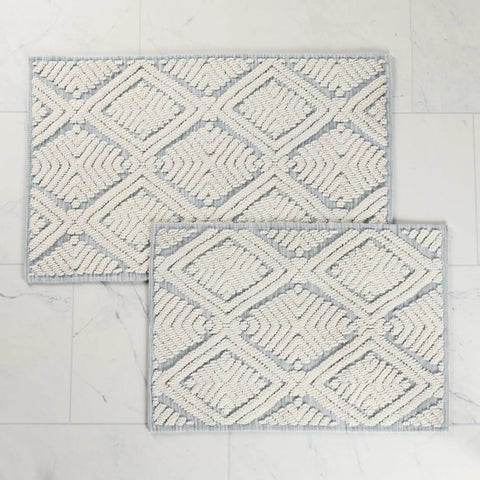 Ceton Diamond Trellis Textured Washable Bath Rugs, Set of 2