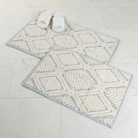 Ceton Diamond Trellis Textured Washable Bath Rugs, Set of 2