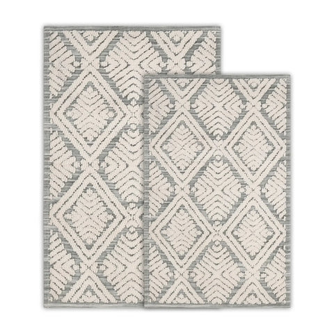 Ceton Diamond Trellis Textured Washable Bath Rugs, Set of 2