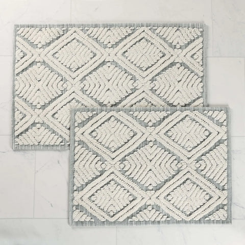 Ceton Diamond Trellis Textured Washable Bath Rugs, Set of 2