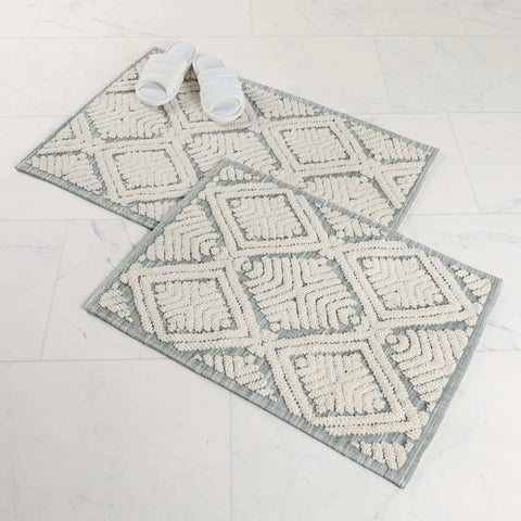 Ceton Diamond Trellis Textured Washable Bath Rugs, Set of 2