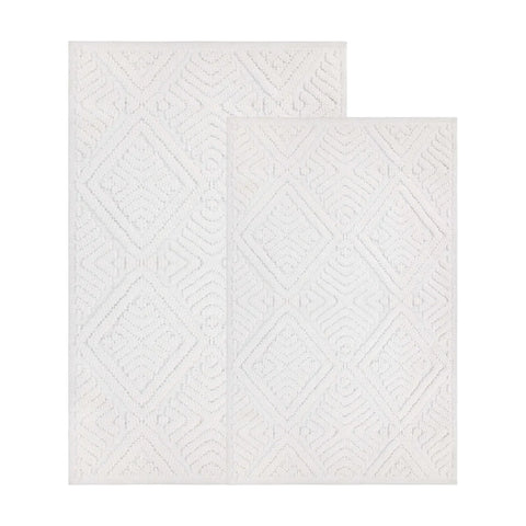 Ceton Diamond Trellis Textured Washable Bath Rugs, Set of 2