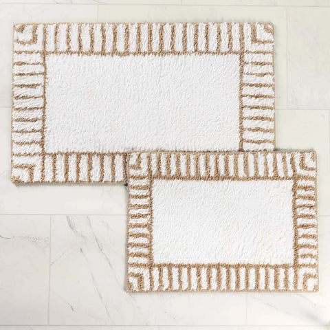 Inaya Modern Stripe Tufted Shag Washable Bath Rugs, Set of 2