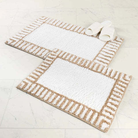 Inaya Modern Stripe Tufted Shag Washable Bath Rugs, Set of 2