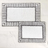 Inaya Modern Striped Tufted Shag Machine Washable Bath Rugs, Set of 2