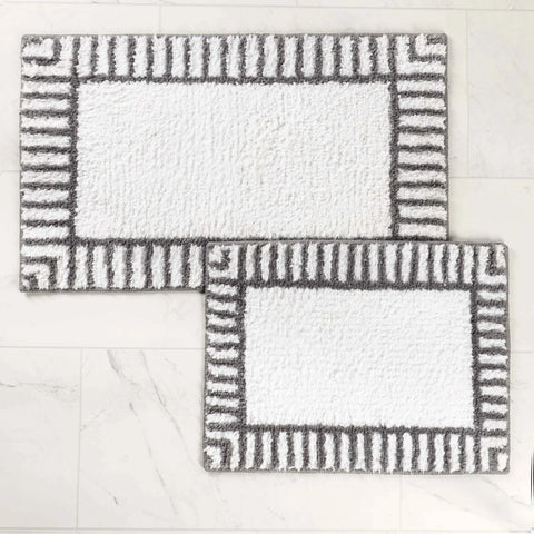 Inaya Modern Stripe Tufted Shag Washable Bath Rugs, Set of 2