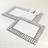 Inaya Modern Striped Tufted Shag Machine Washable Bath Rugs, Set of 2