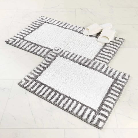 Inaya Modern Stripe Tufted Shag Washable Bath Rugs, Set of 2