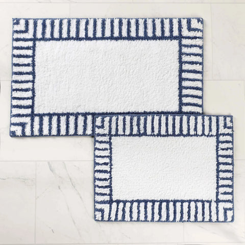 Inaya Modern Stripe Tufted Shag Washable Bath Rugs, Set of 2