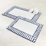 Inaya Modern Striped Tufted Shag Machine Washable Bath Rugs, Set of 2