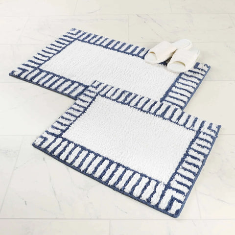 Inaya Modern Stripe Tufted Shag Washable Bath Rugs, Set of 2