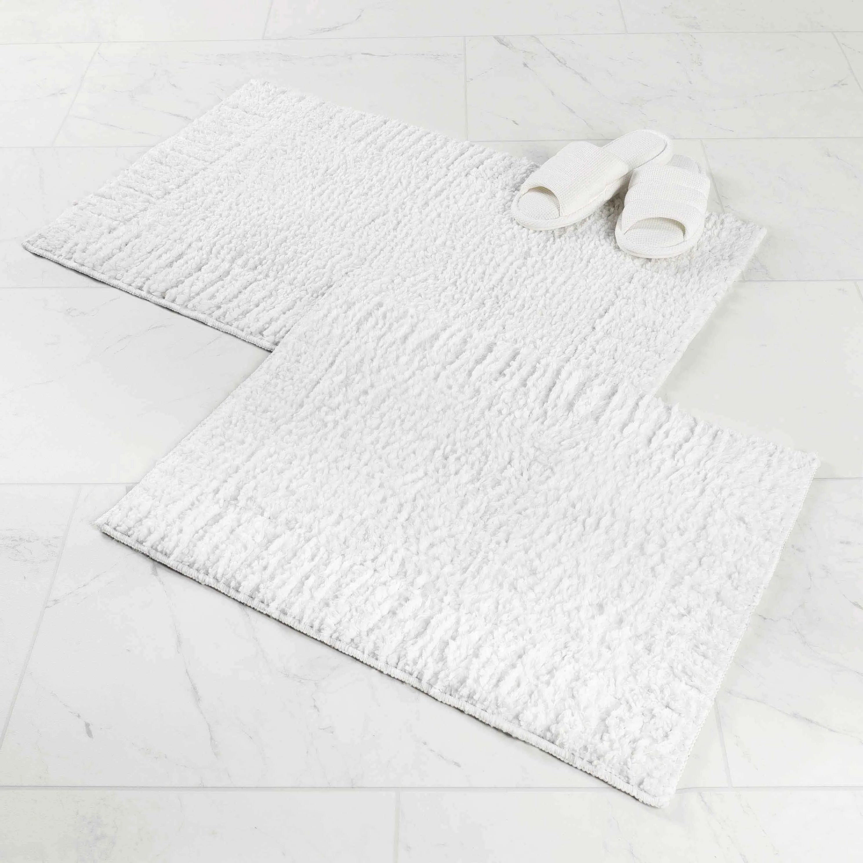 Inaya Modern Striped Tufted Shag Machine Washable Bath Rugs, Set of 2