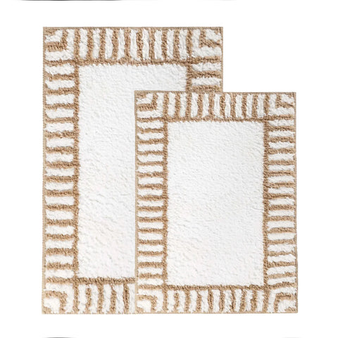 Inaya Modern Stripe Tufted Shag Washable Bath Rugs, Set of 2