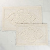 Myra Medallion Textured Jacquard Machine Washable Bath Rugs, Set of 2