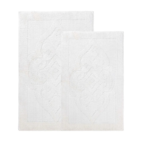 Myra Medallion Textured Machine Washable Bath Rugs, Set of 2
