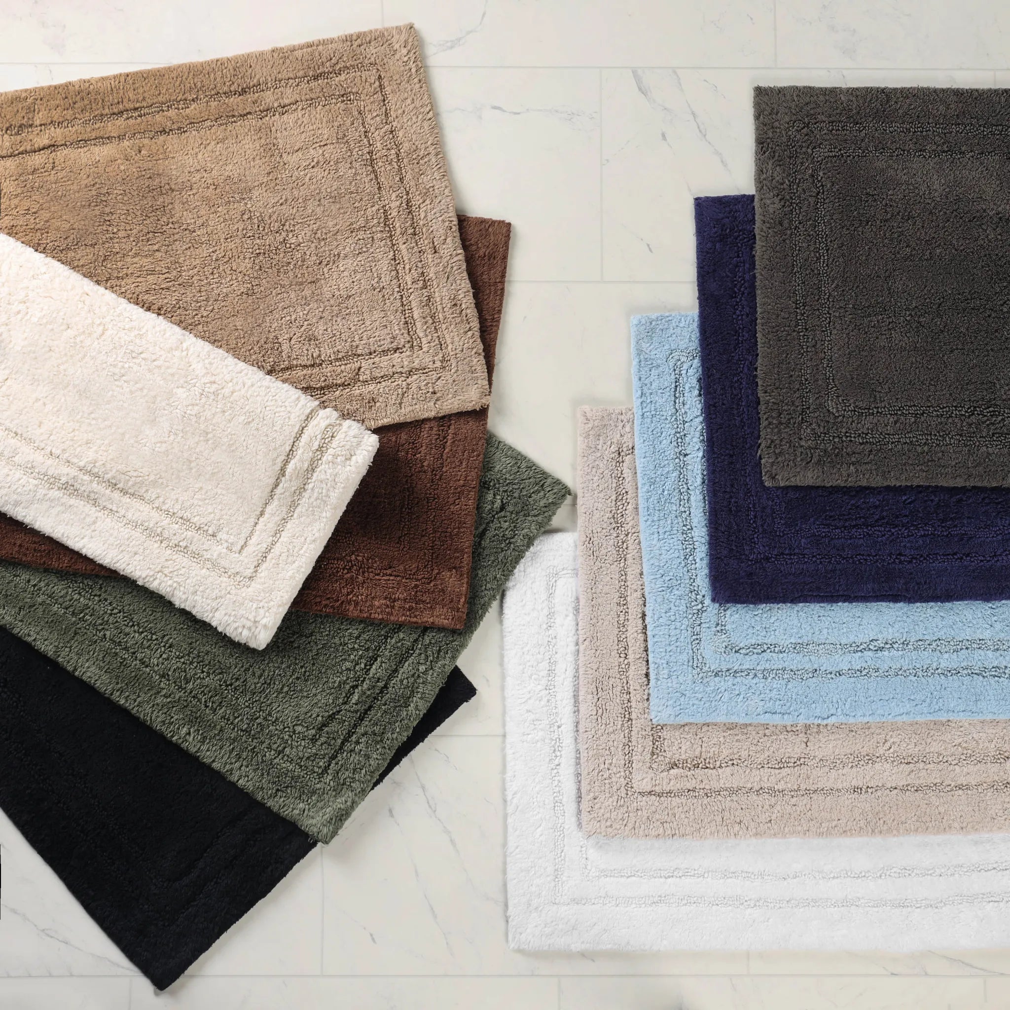 Cotton Solid Non-Skid Washable 2 Piece Bathroom Rug Set