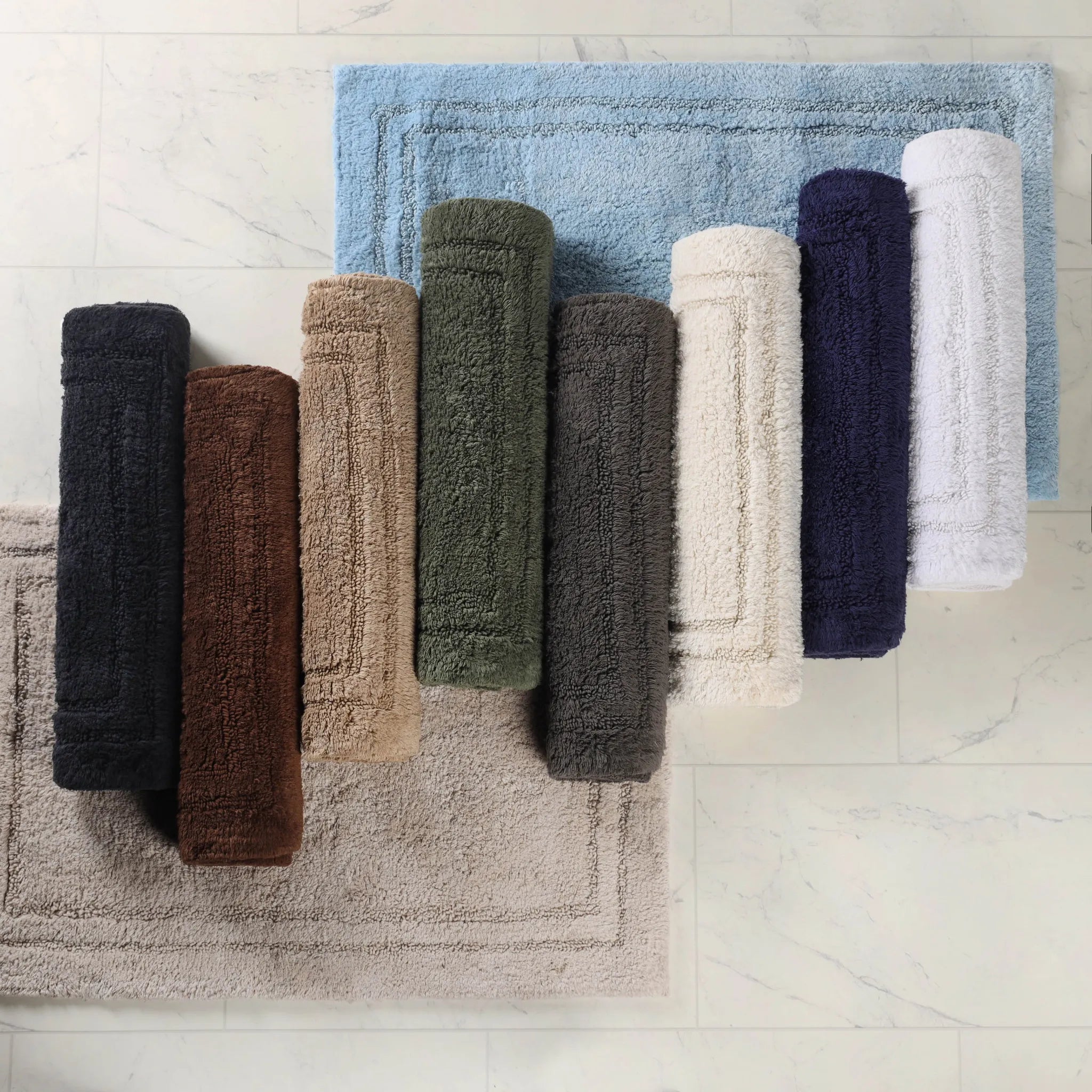 Cotton Solid Non-Skid Washable 2 Piece Bathroom Rug Set