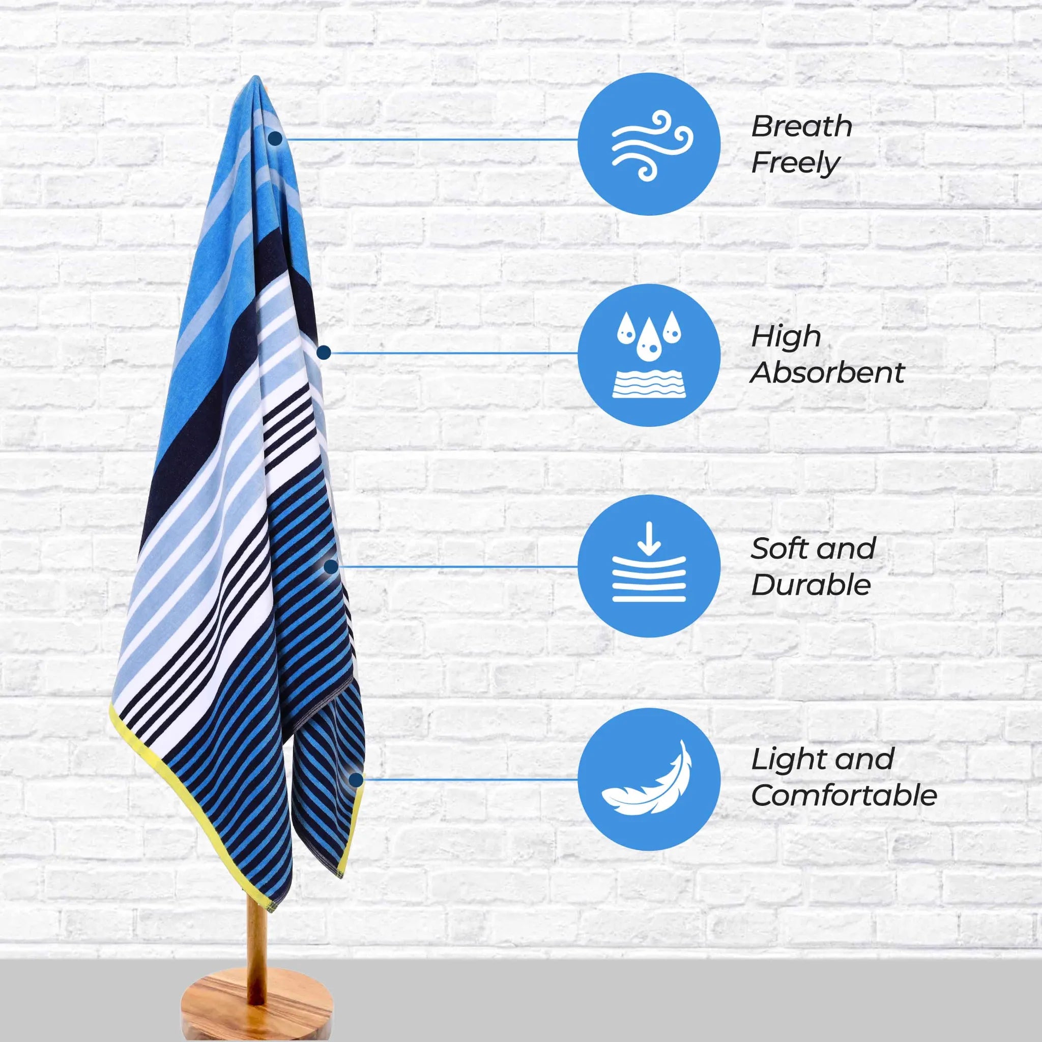 Mira Striped Cotton Velour Terry Large Oversized Beach Towel