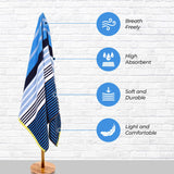 Mira Striped Cotton Velour Terry Large Oversized Beach Towel