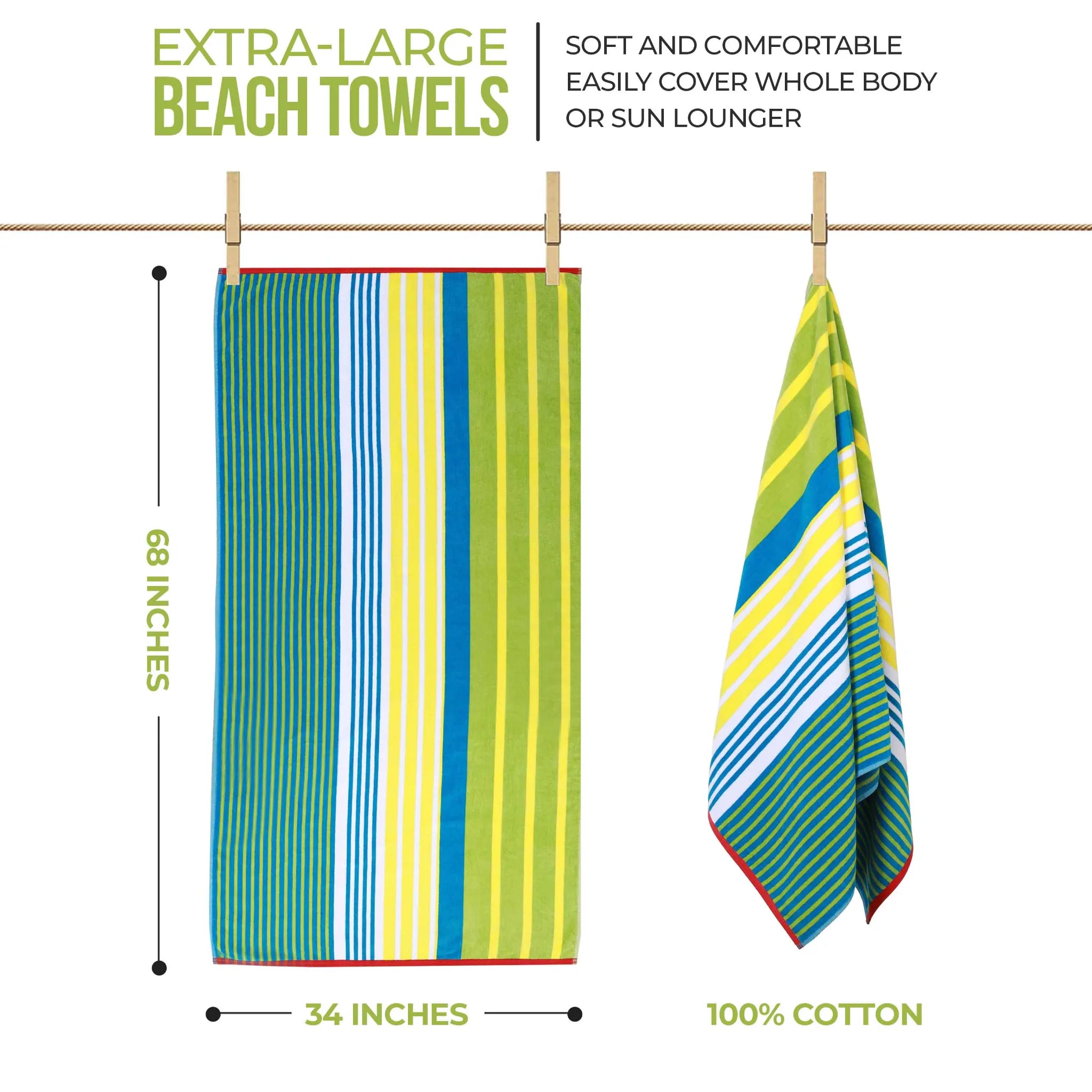 Mira Striped Cotton Velour Terry Large Oversized Beach Towel