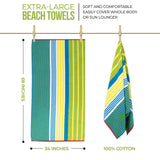 Mira Striped Cotton Velour Terry Large Oversized Beach Towel