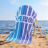 Striped Superior Cotton Velour Terry Large Oversized Beach Towel