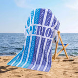 Striped Superior Cotton Velour Terry Large Oversized Beach Towel