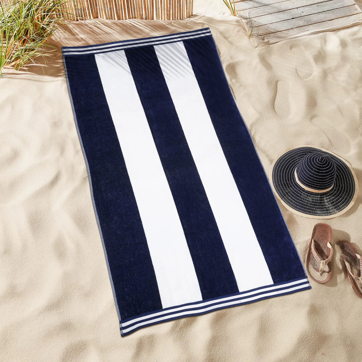 Cabana Stripe Oversized Cotton Beach Towel Sets