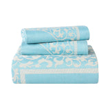 Lightweight Cotton Bedspread Set 3-Piece Lyron Floral Scroll Jacquard