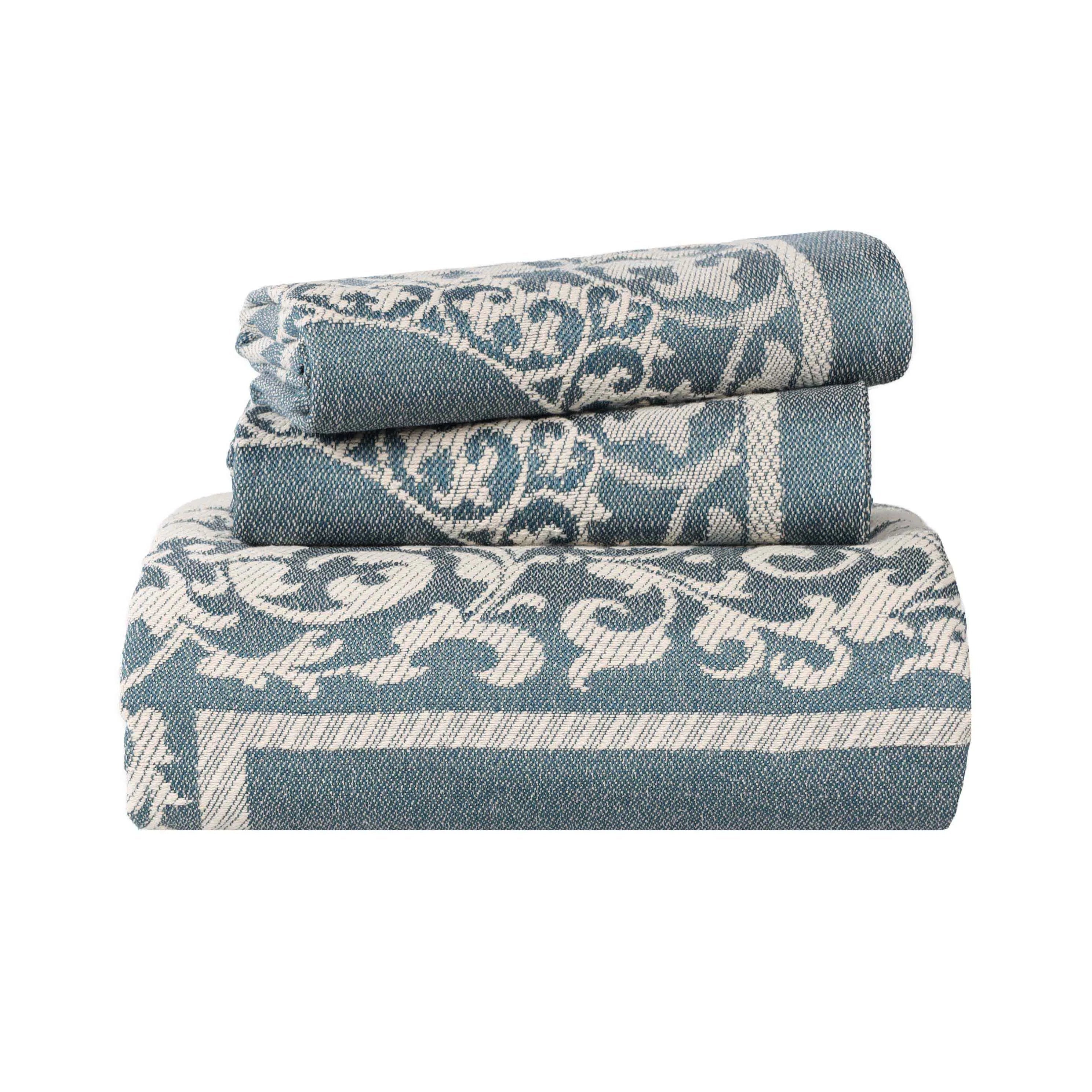 Lyron Cotton Blend Woven Jacquard Floral Scroll Bedspread Set
