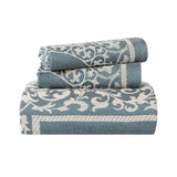 Lightweight Cotton Bedspread Set 3-Piece Lyron Floral Scroll Jacquard