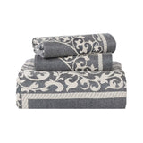 Lightweight Cotton Bedspread Set 3-Piece Lyron Floral Scroll Jacquard