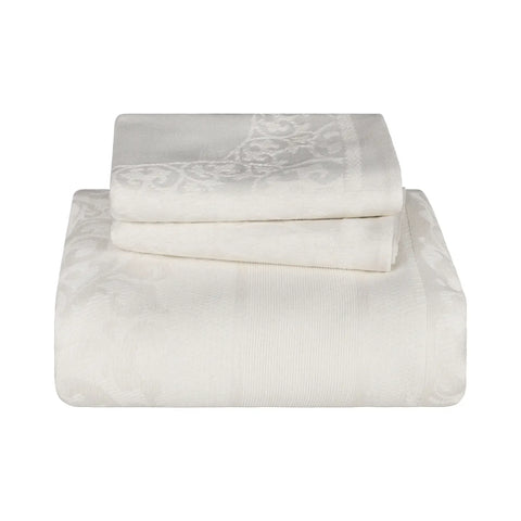 Lightweight Cotton Bedspread Set 3-Piece Lyron Floral Scroll Jacquard