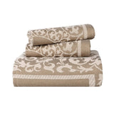 Lightweight Cotton Bedspread Set 3-Piece Lyron Floral Scroll Jacquard