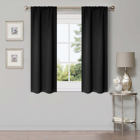 Blackout Window Curtains Solid Room Darkening Washable Set of 2