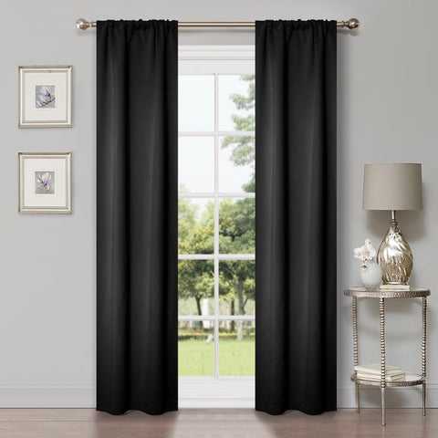 Blackout Window Curtains Solid Room Darkening Washable Set of 2