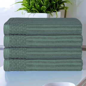 Soho Ribbed Cotton Absorbent Bath Towel Set of 4