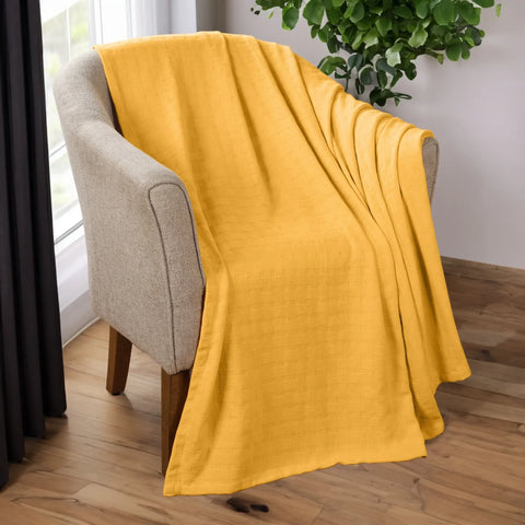 100% Cotton Thermal Blanket – Basketweave All-Season, Lightweight & Breathable